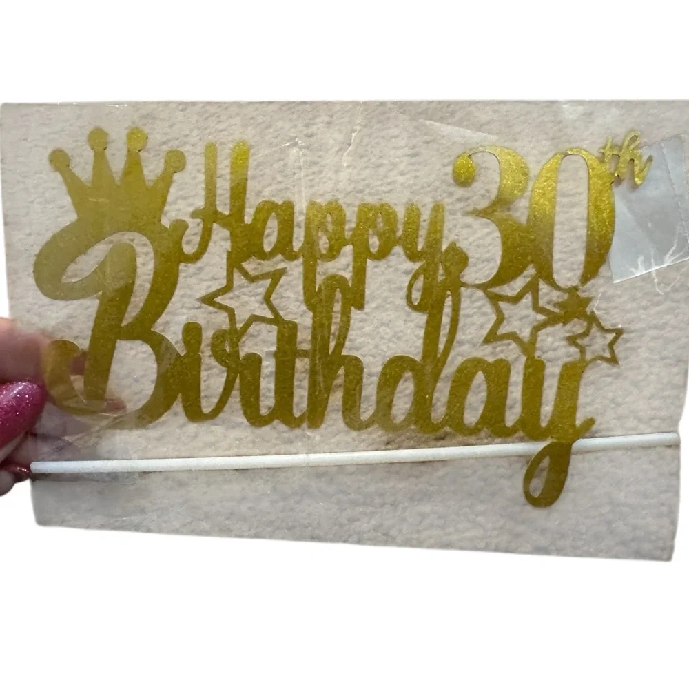 Gold Happy 30th Birthday Cake Topper